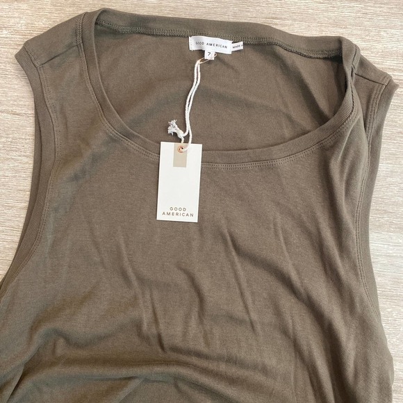 NWT Good American Side Rouched Tank Dress in Sea Turtle 008 Size 4XL - Picture 4 of 7